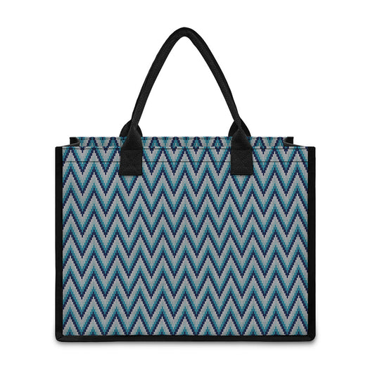 Zigzag Knitted Pattern Print Canvas Tote Bag