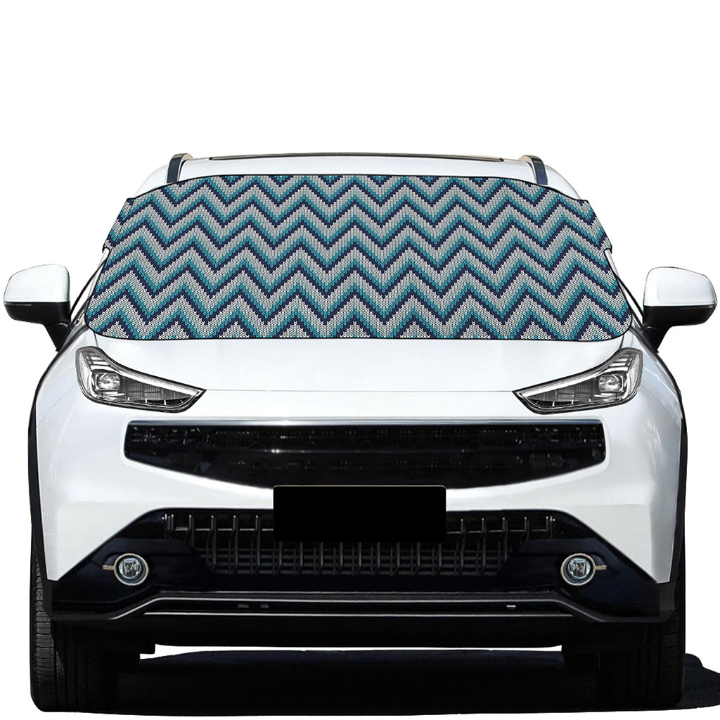 Zigzag Knitted Pattern Print Car Windshield Snow Cover