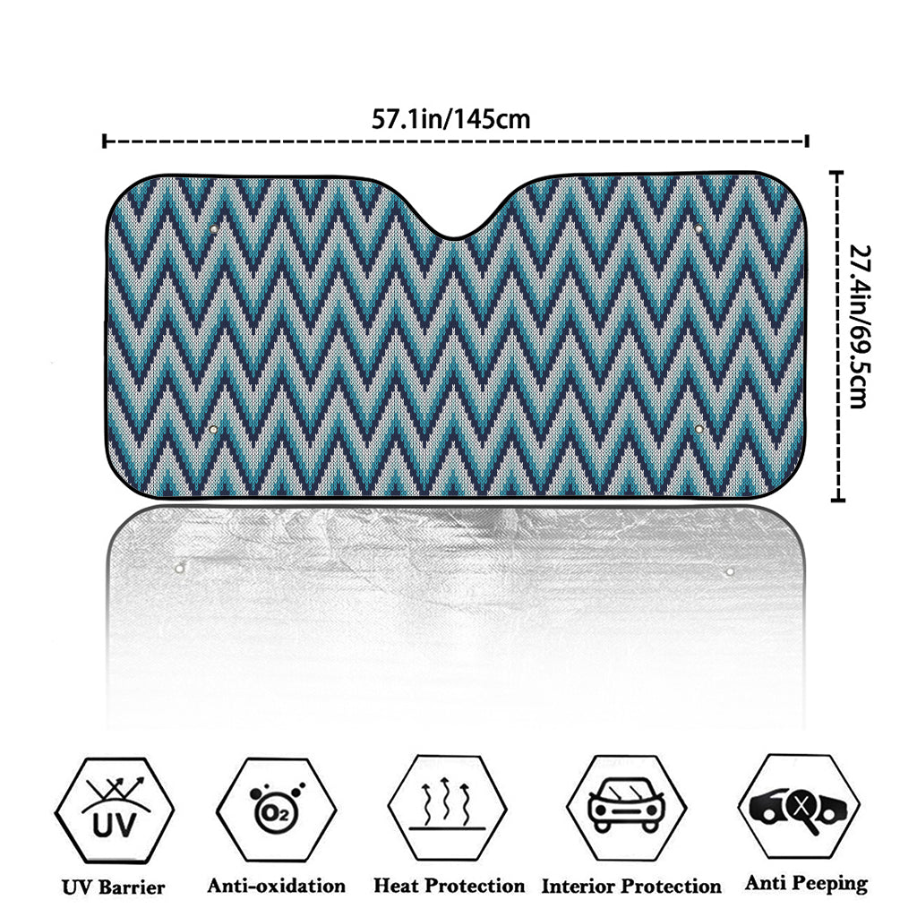 Zigzag Knitted Pattern Print Car Windshield Sun Shade