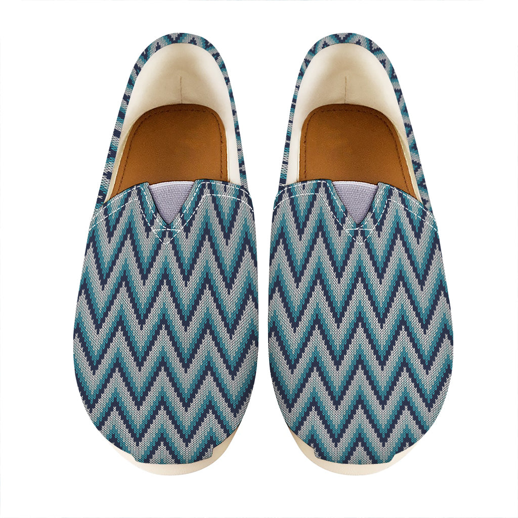 Zigzag Knitted Pattern Print Casual Shoes