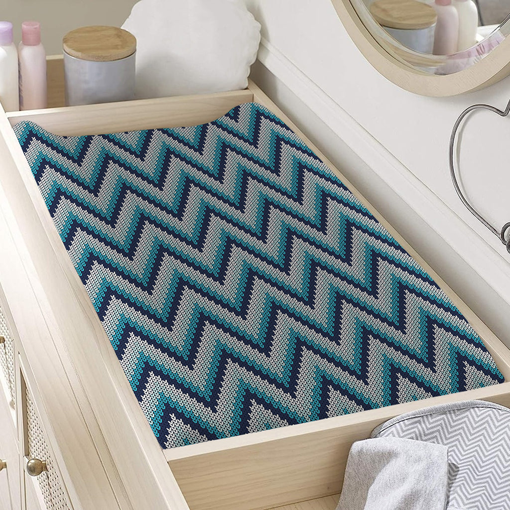 Zigzag Knitted Pattern Print Changing Pad Cover