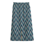 Zigzag Knitted Pattern Print Cotton Front Slit Maxi Skirt