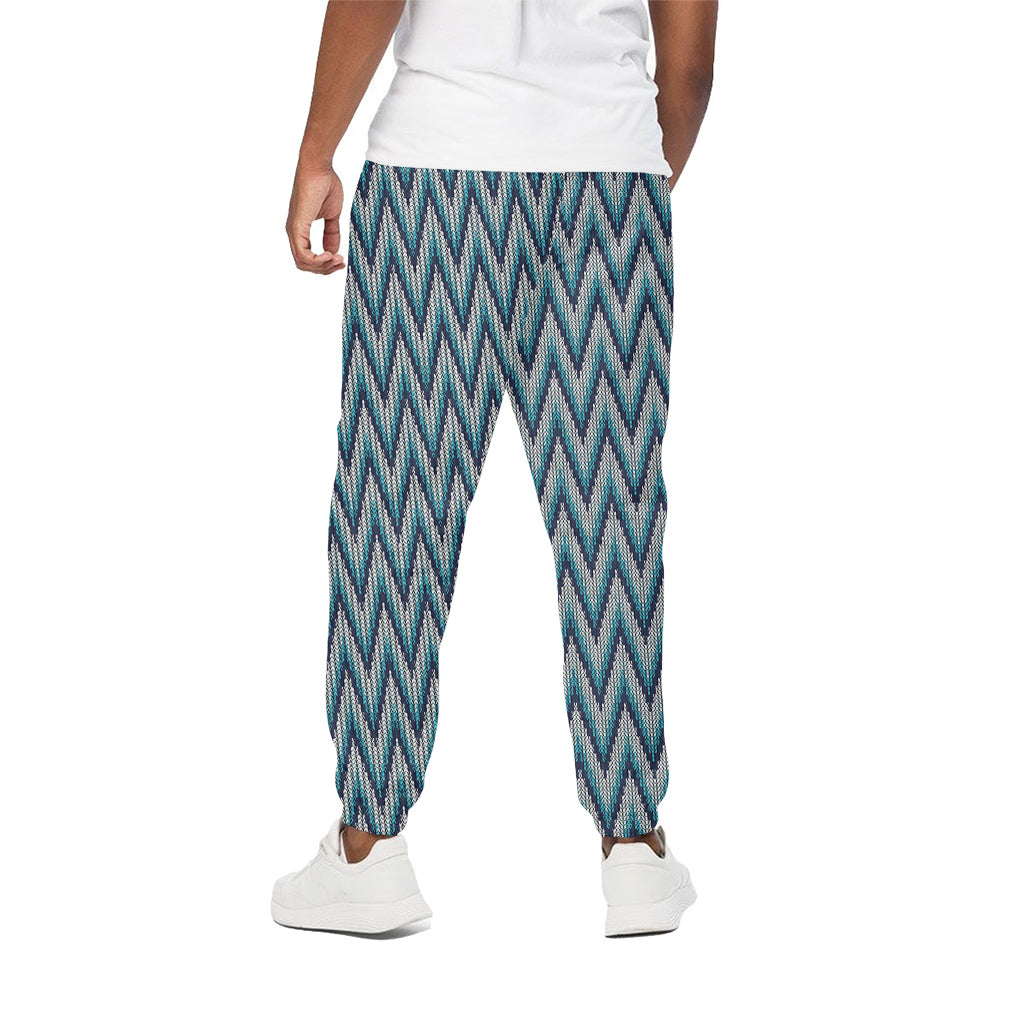 Zigzag Knitted Pattern Print Cotton Pants