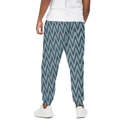 Zigzag Knitted Pattern Print Cotton Pants