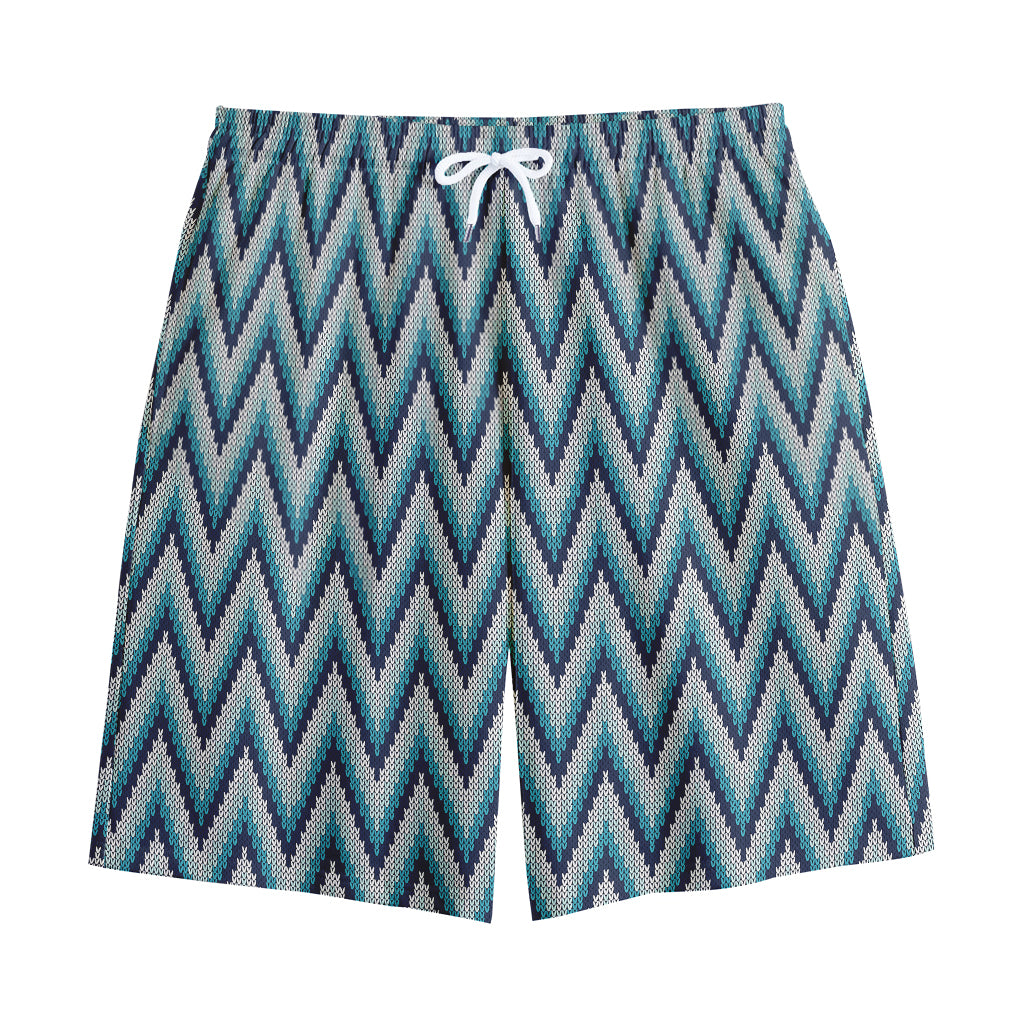 Zigzag Knitted Pattern Print Cotton Shorts