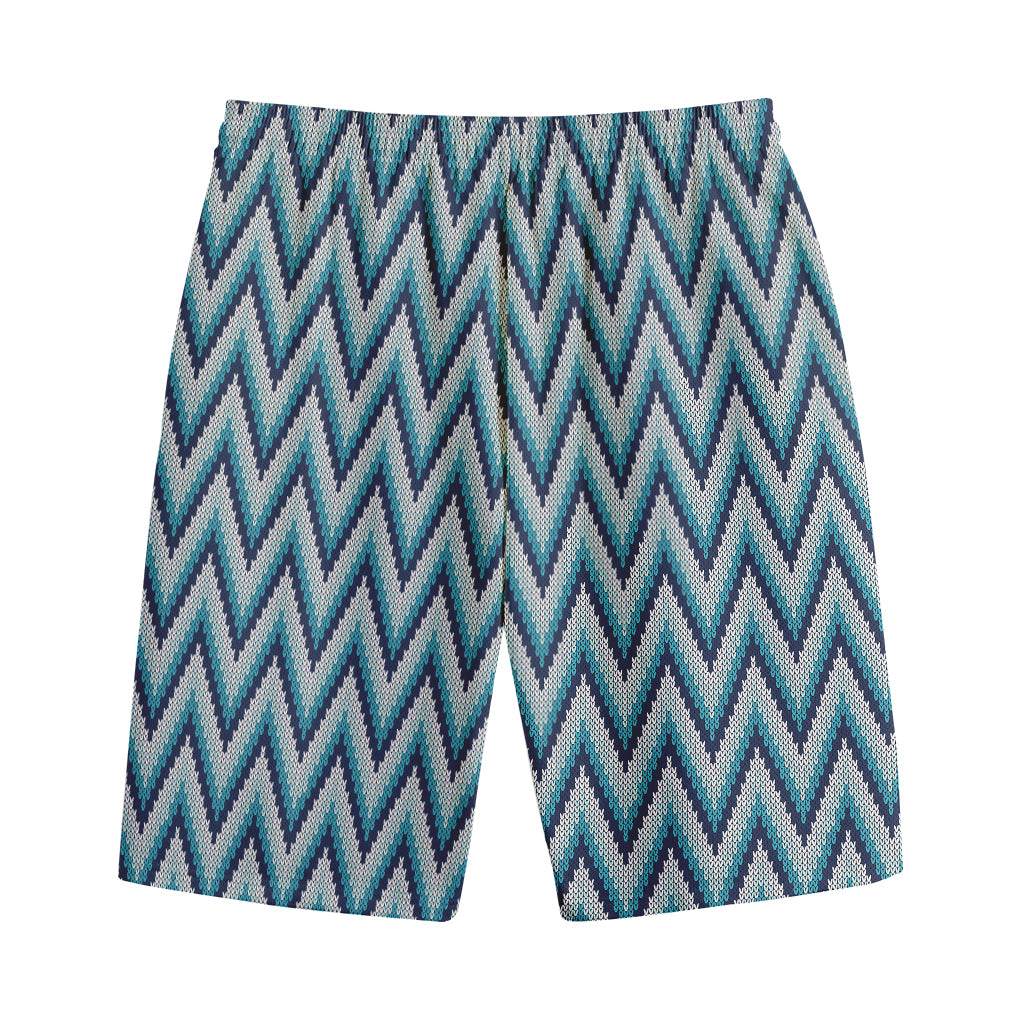 Zigzag Knitted Pattern Print Cotton Shorts