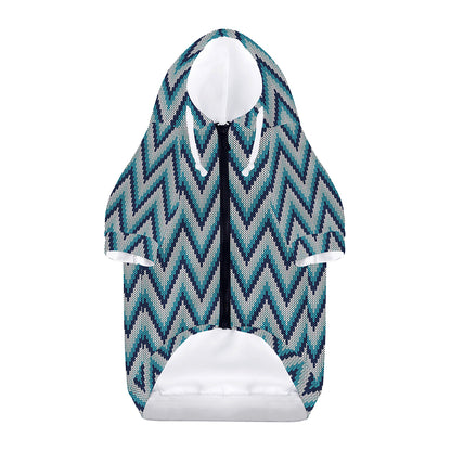 Zigzag Knitted Pattern Print Dog Zip Up Hoodie