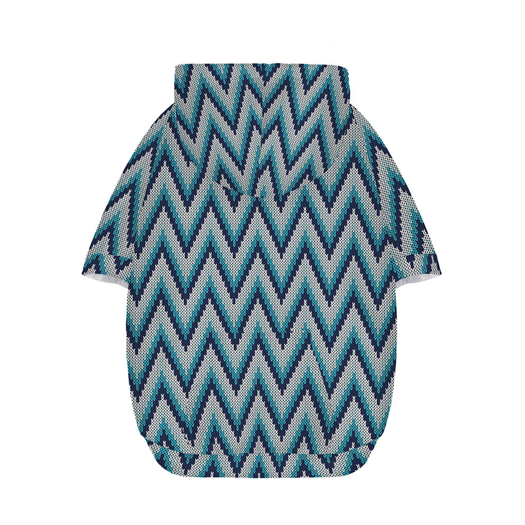 Zigzag Knitted Pattern Print Dog Zip Up Hoodie