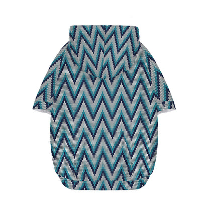 Zigzag Knitted Pattern Print Dog Zip Up Hoodie