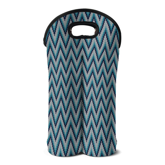 Zigzag Knitted Pattern Print Double Neoprene Wine Tote