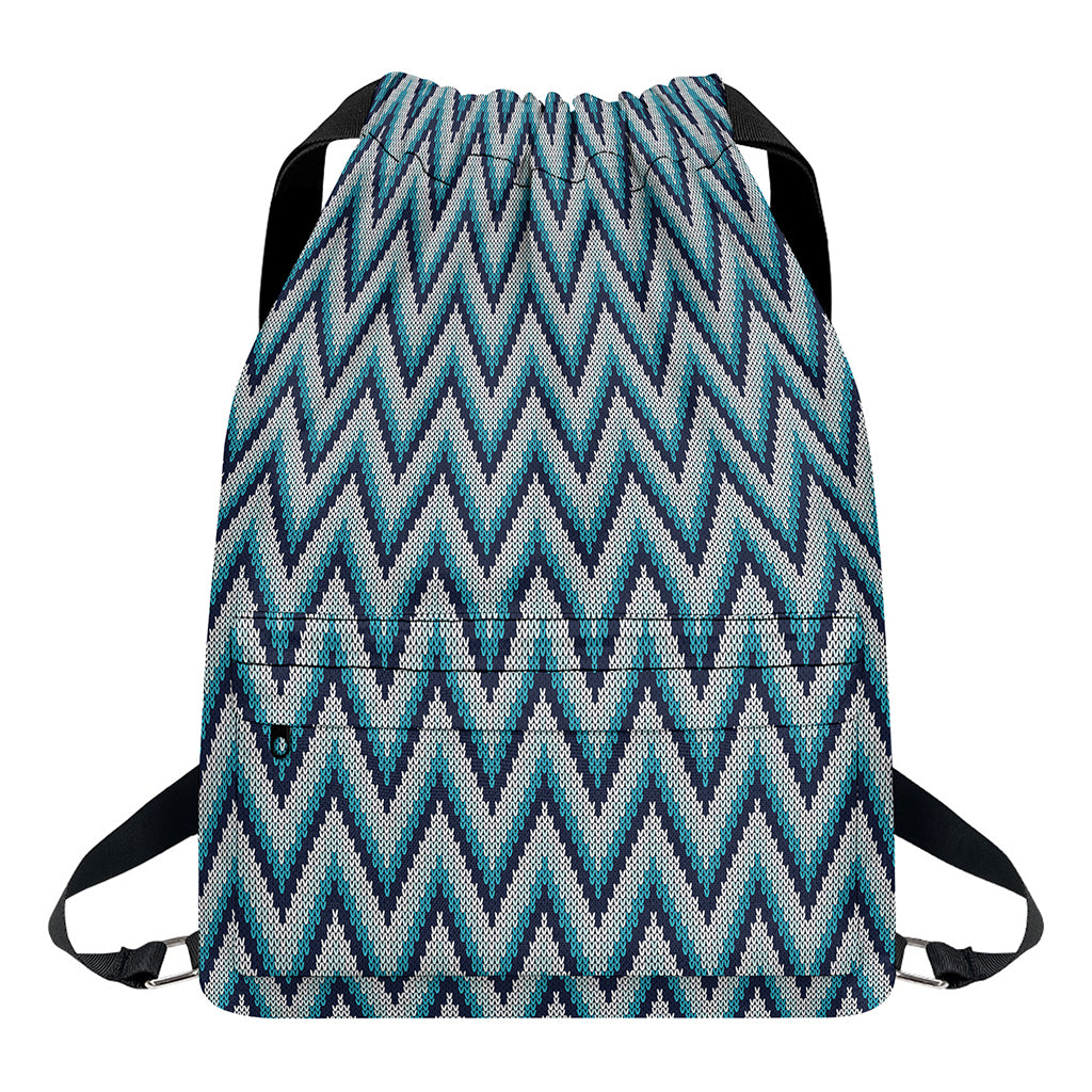 Zigzag Knitted Pattern Print Drawstring Backpack