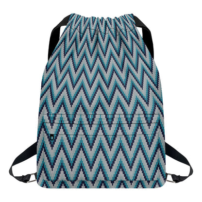 Zigzag Knitted Pattern Print Drawstring Backpack