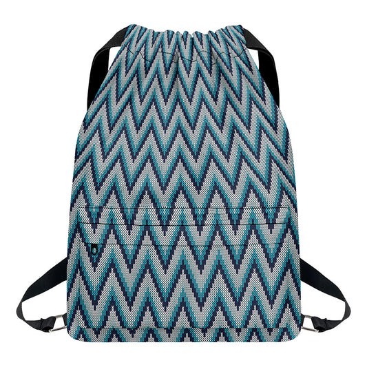 Zigzag Knitted Pattern Print Drawstring Backpack