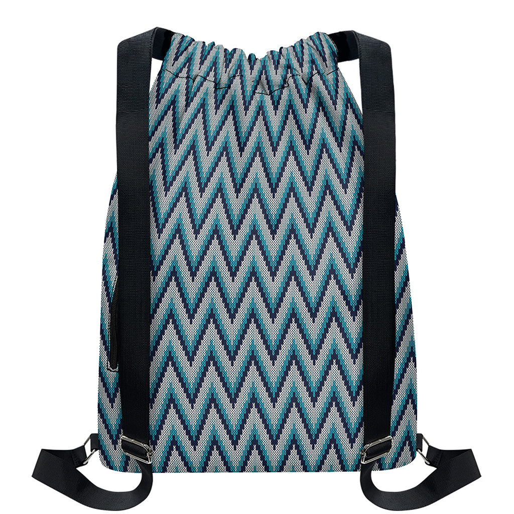 Zigzag Knitted Pattern Print Drawstring Backpack