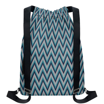 Zigzag Knitted Pattern Print Drawstring Backpack