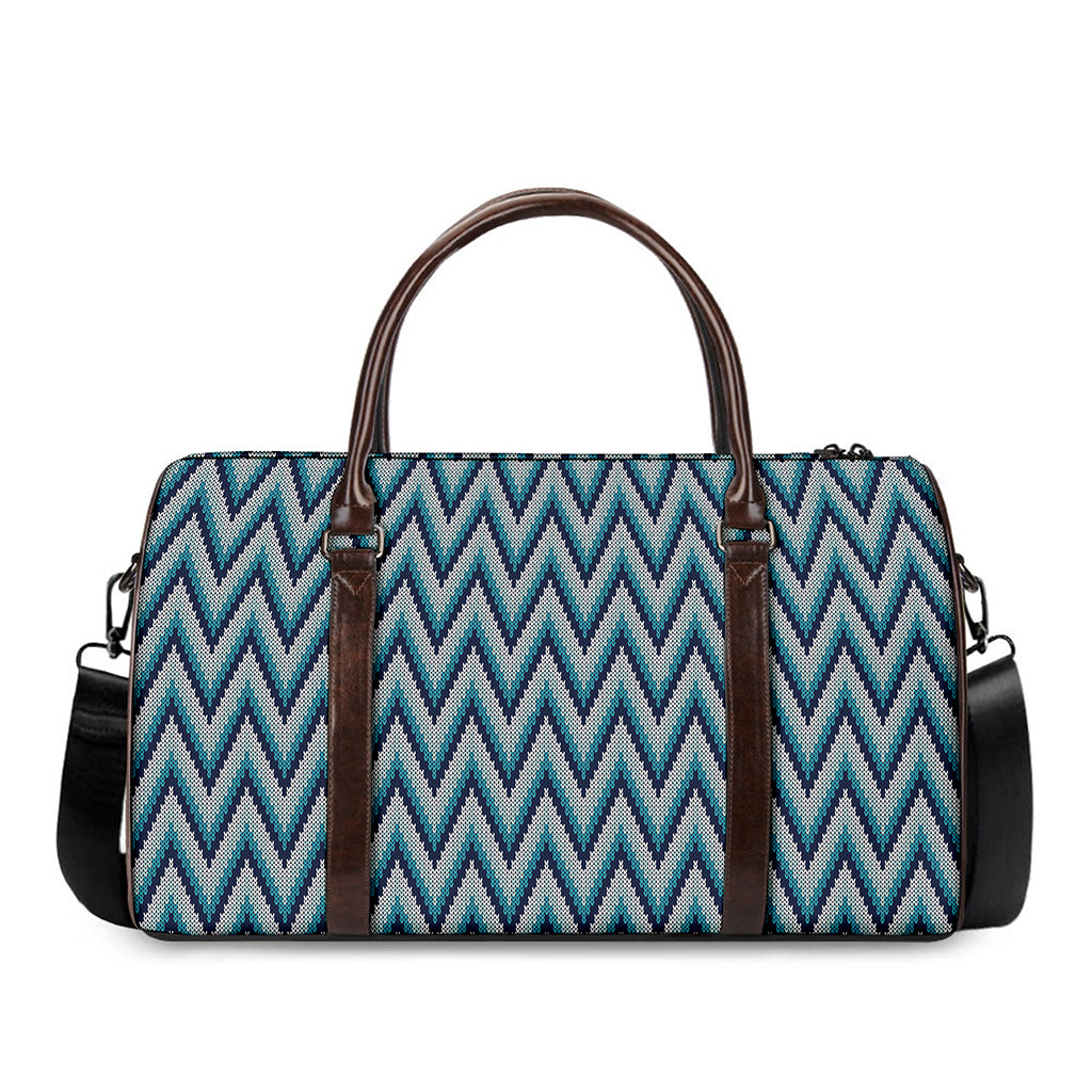 Zigzag Knitted Pattern Print Duffle Bag
