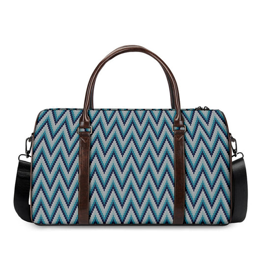 Zigzag Knitted Pattern Print Duffle Bag