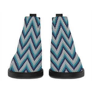 Zigzag Knitted Pattern Print Flat Ankle Boots