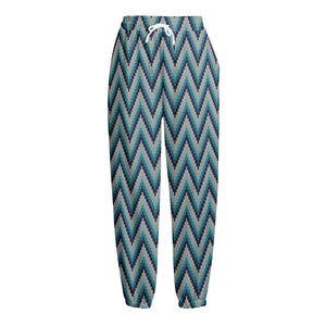 Zigzag Knitted Pattern Print Fleece Lined Knit Pants