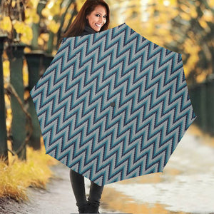 Zigzag Knitted Pattern Print Foldable Umbrella