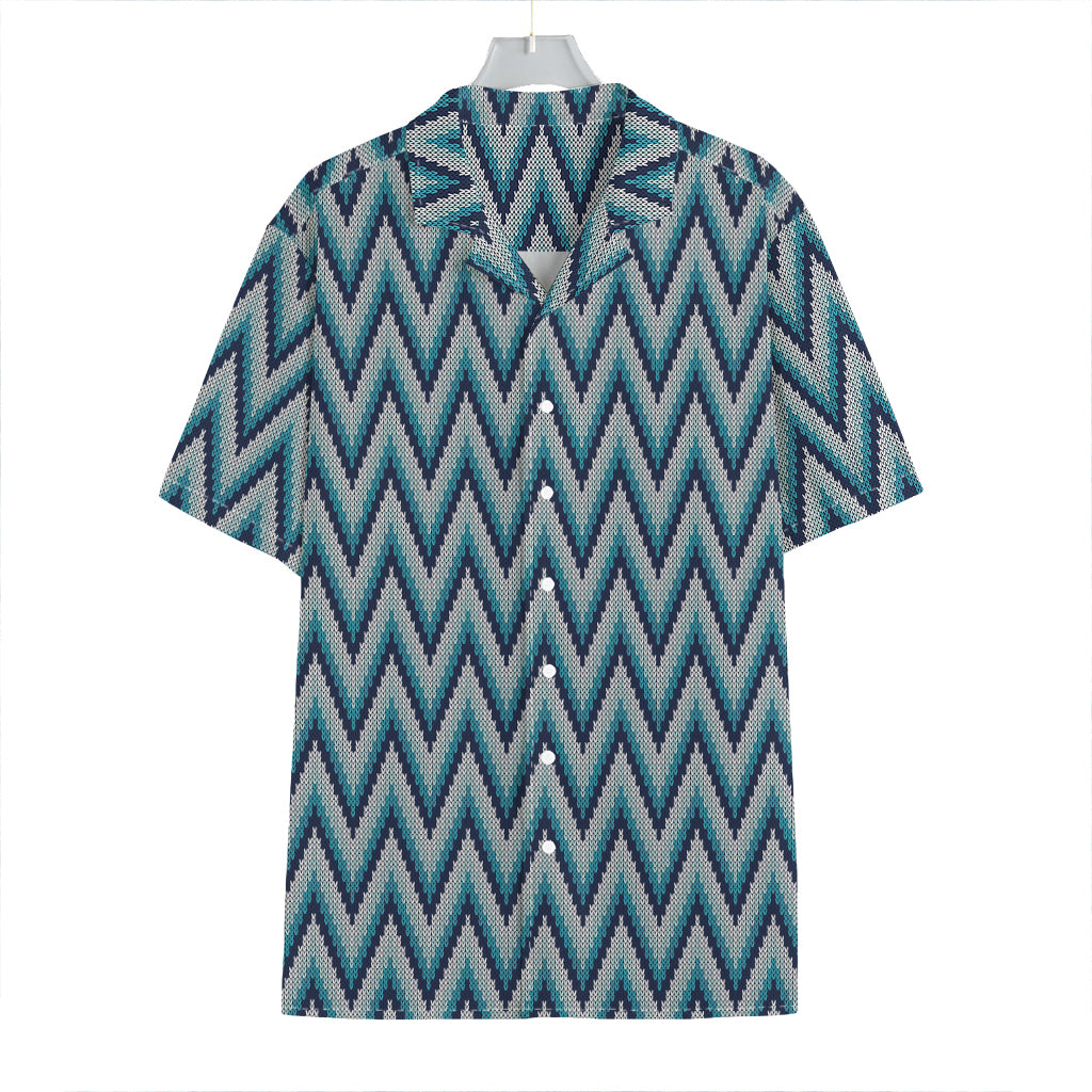 Zigzag Knitted Pattern Print Hawaiian Shirt