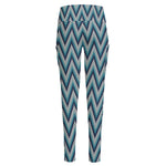 Zigzag Knitted Pattern Print High-Waisted Pocket Leggings