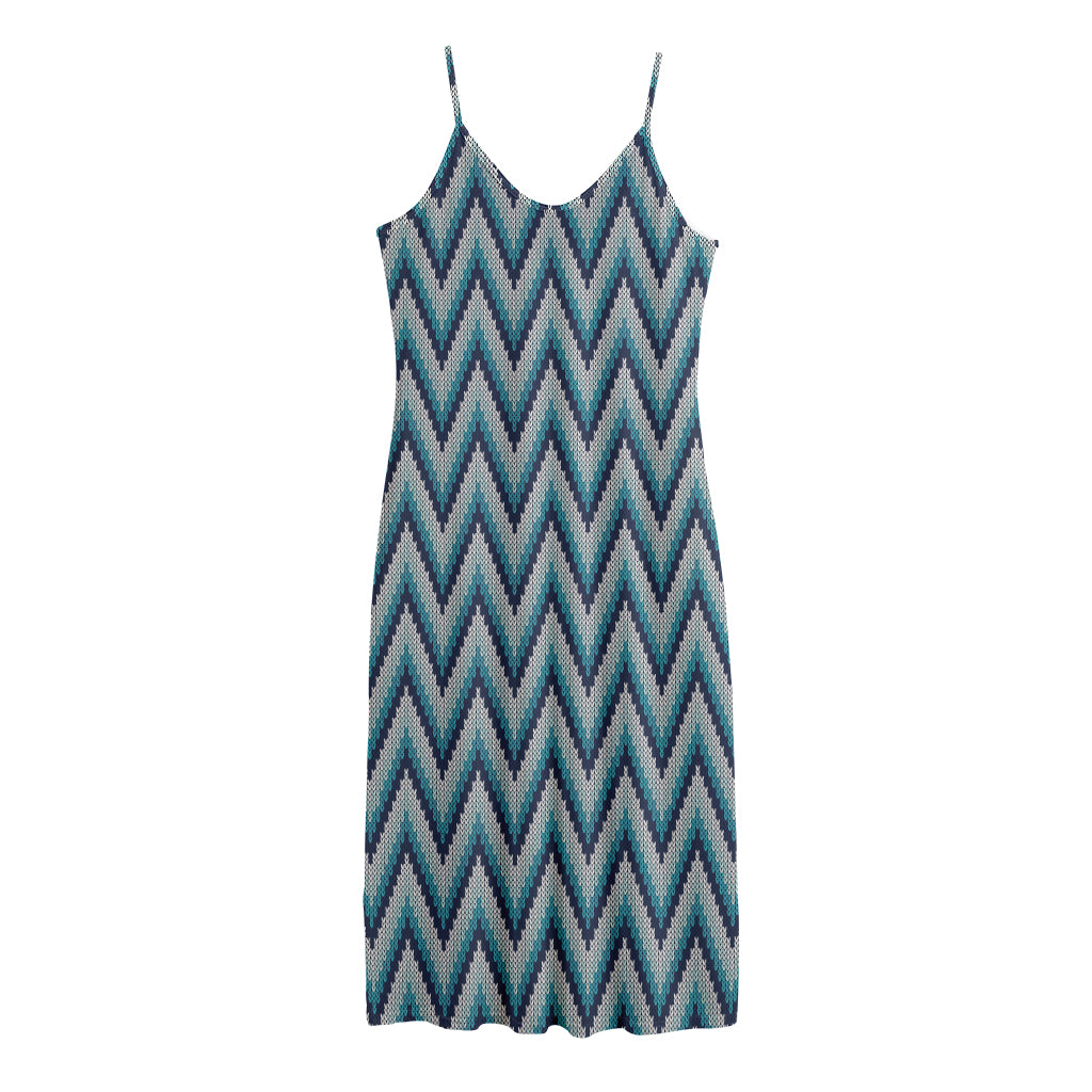 Zigzag Knitted Pattern Print Jersey Midi Cami Dress