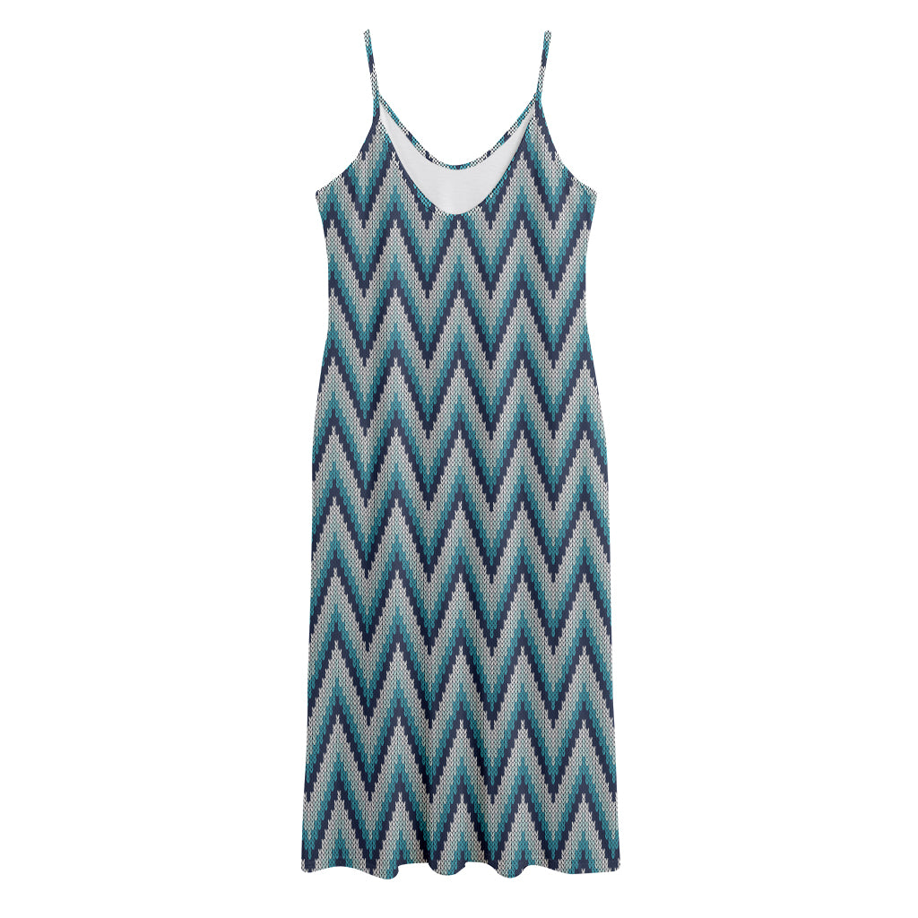Zigzag Knitted Pattern Print Jersey Midi Cami Dress