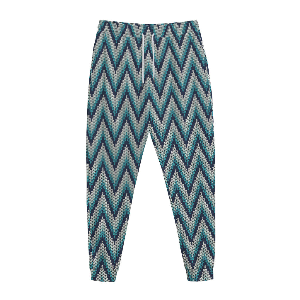 Zigzag Knitted Pattern Print Jogger Pants