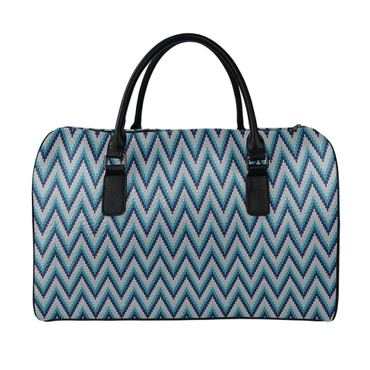 Zigzag Knitted Pattern Print Leather Duffle Bag