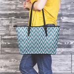 Zigzag Knitted Pattern Print Leather Tote Bag
