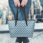 Zigzag Knitted Pattern Print Leather Tote Bag