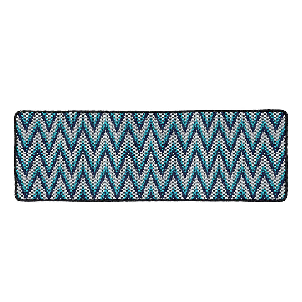 Zigzag Knitted Pattern Print Long Kitchen Mat