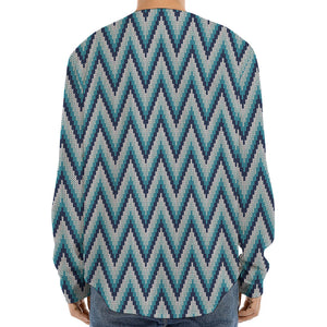 Zigzag Knitted Pattern Print Long Sleeve Baseball Jersey