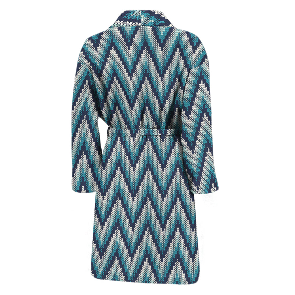 Zigzag Knitted Pattern Print Men's Bathrobe