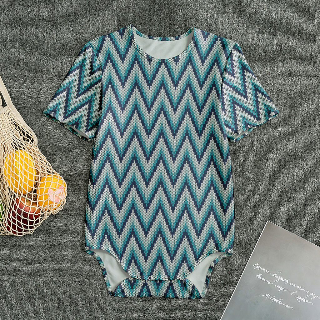 Zigzag Knitted Pattern Print Men's Bodysuit