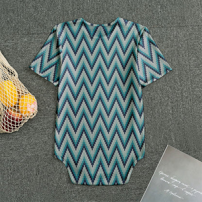 Zigzag Knitted Pattern Print Men's Bodysuit