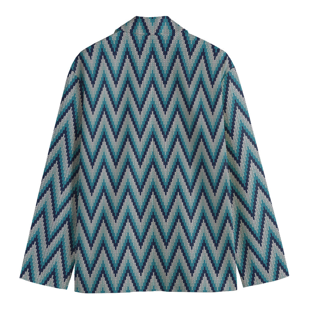 Zigzag Knitted Pattern Print Men's Cotton Blazer
