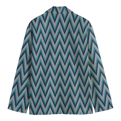 Zigzag Knitted Pattern Print Men's Cotton Blazer