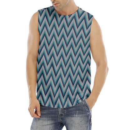Zigzag Knitted Pattern Print Men's Fitness Tank Top