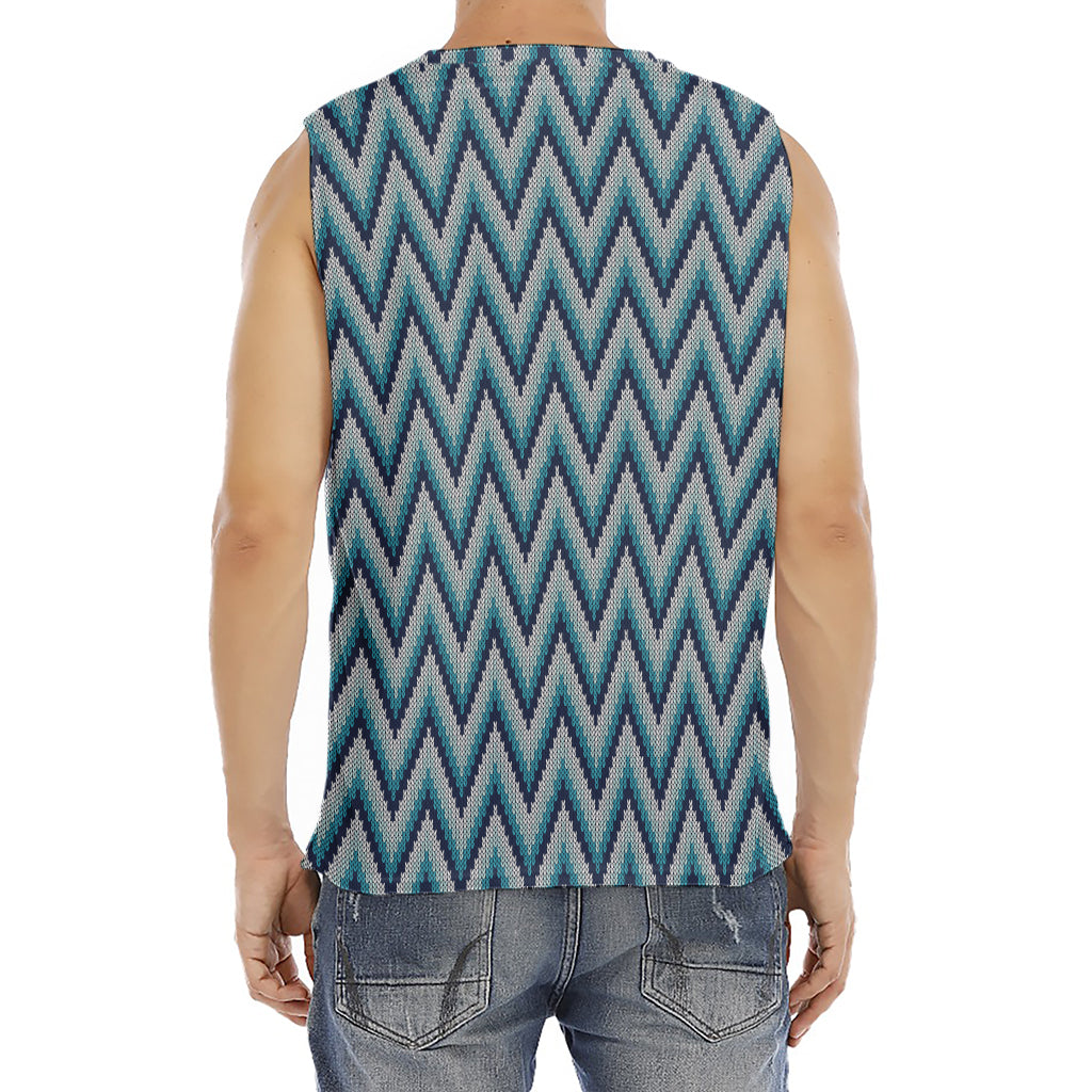 Zigzag Knitted Pattern Print Men's Fitness Tank Top