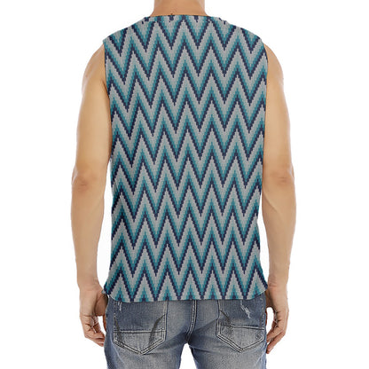 Zigzag Knitted Pattern Print Men's Fitness Tank Top
