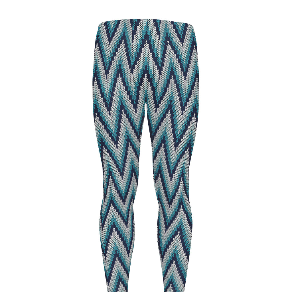 Zigzag Knitted Pattern Print Men's leggings