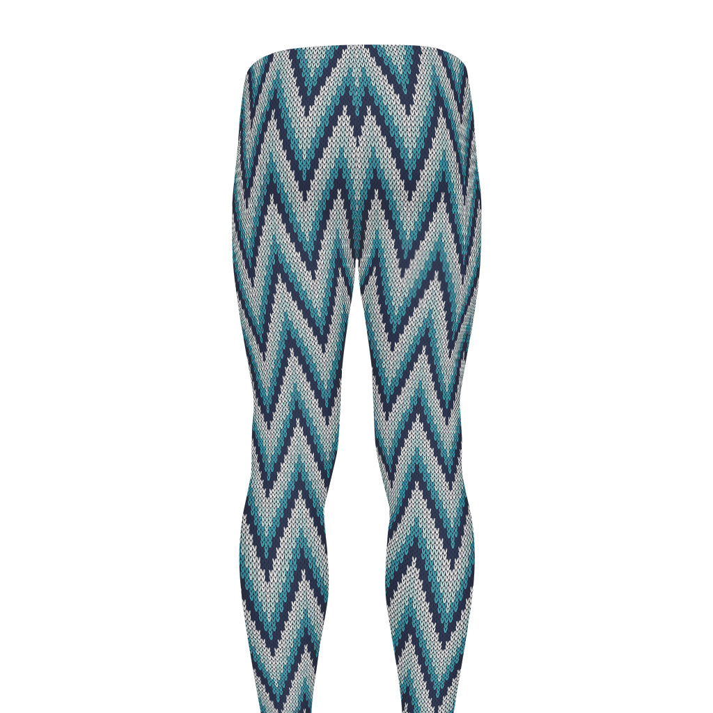 Zigzag Knitted Pattern Print Men's leggings