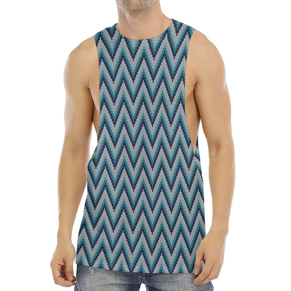 Zigzag Knitted Pattern Print Men's Muscle Tank Top