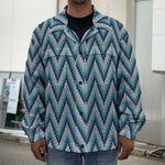 Zigzag Knitted Pattern Print Men's Shirt Jacket
