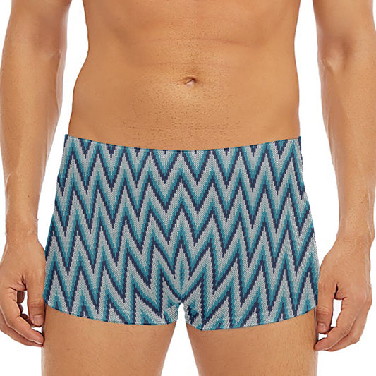 Zigzag Knitted Pattern Print Men's Short Boxer Briefs