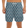 Zigzag Knitted Pattern Print Men's Split Running Shorts