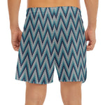 Zigzag Knitted Pattern Print Men's Split Running Shorts