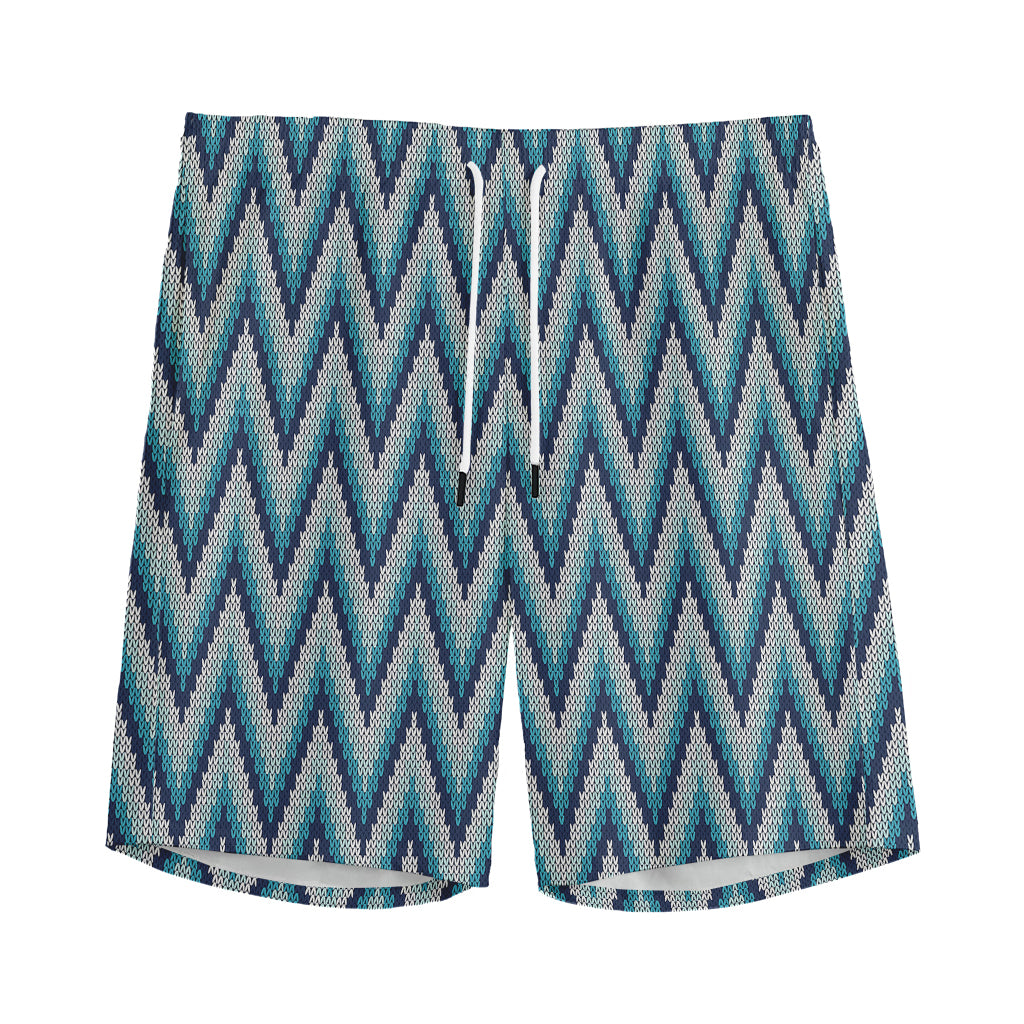 Zigzag Knitted Pattern Print Men's Sports Shorts